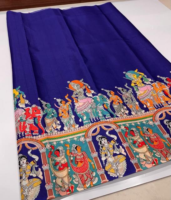 Svara kalamkari digital print surat silk sarees